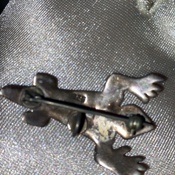 Vintage sterling silver lizard with crushed inlay pin/pendant - Picture 7 of 7